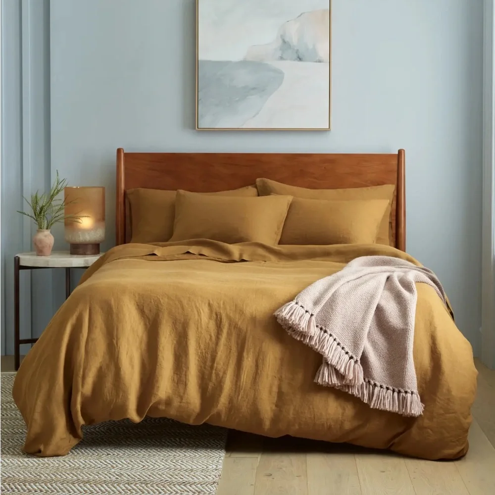 Quince Twin Linen Duvet Cover in Tobacco (1 of 2 sets)